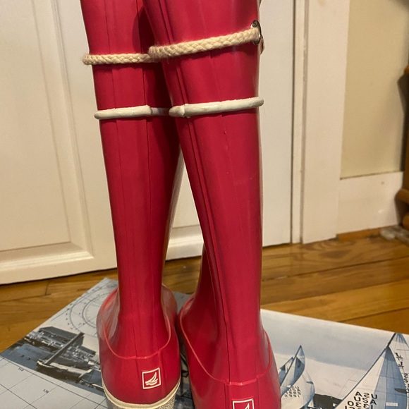 Speedy Sadie Pink Rain Boots with wedge heel.  (In original box) - Picture 3 of 6